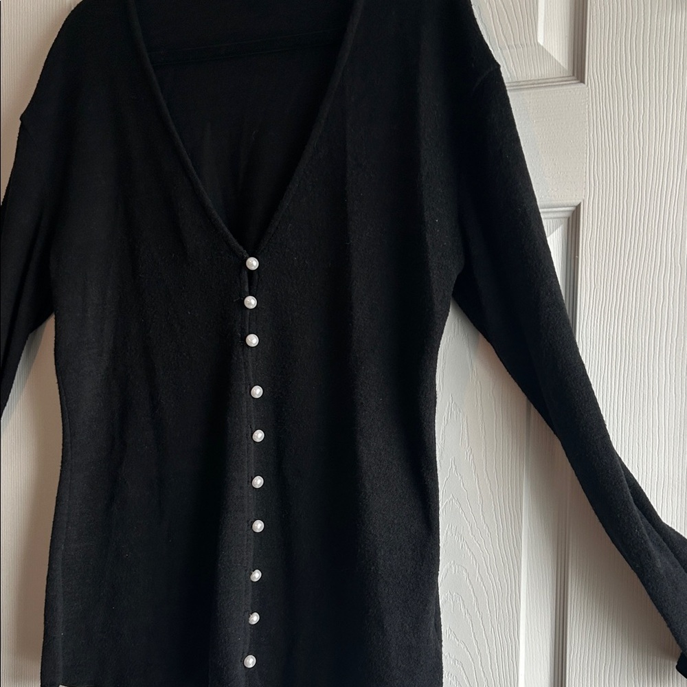 Black Cardigan with Pearl Buttons - Picture 15 of 16
